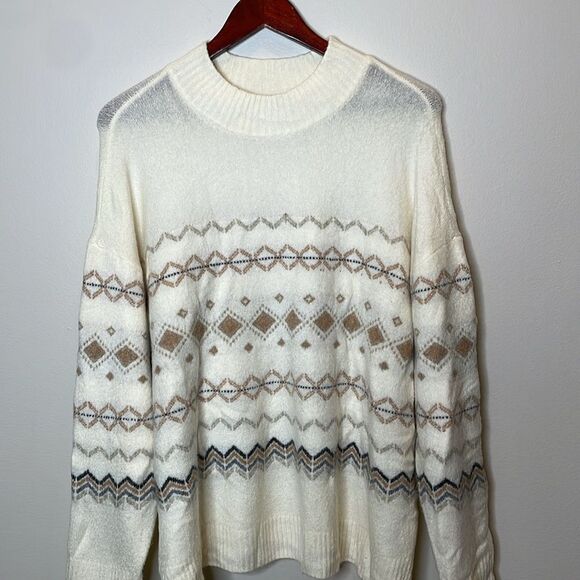 Talbots Cozy Fair Isle Mockneck Sweater XL - Picture 3 of 7